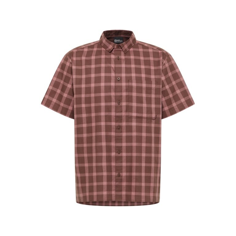 Jack Wolfskin Wanderhemd Planalto (Bio-Baumwolle) Kurzarm rot Herren