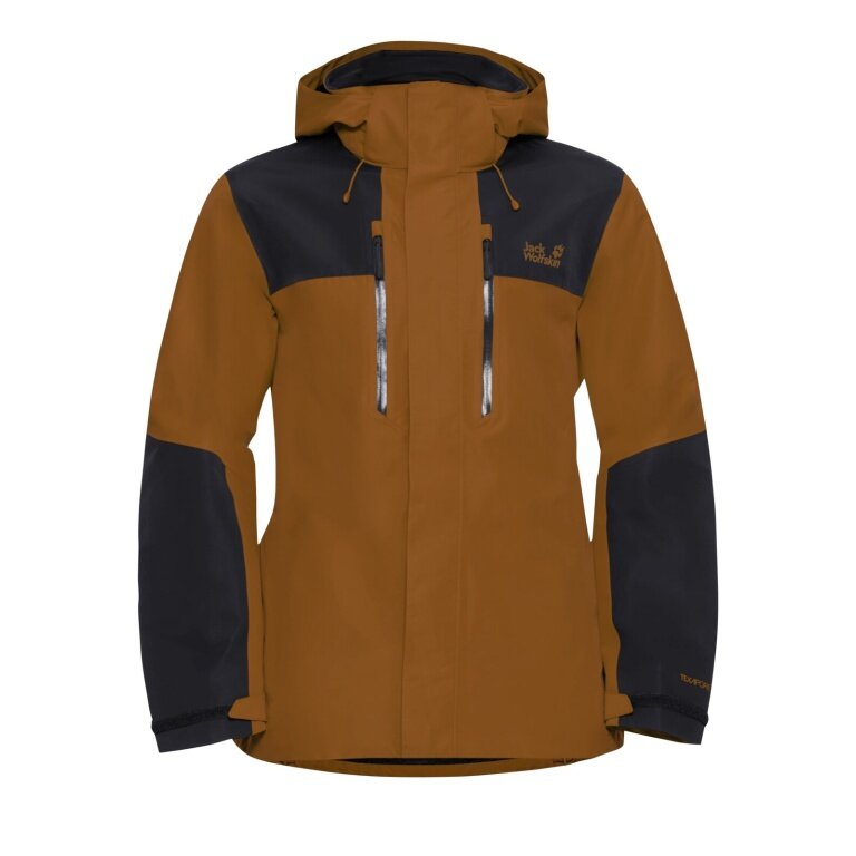 Jack Wolfskin Wanderjacke-/Regenjacke Jasper 2-Lagen (Wetterschutzjacke, wasserdicht, winddicht) orange/schwarz Herren