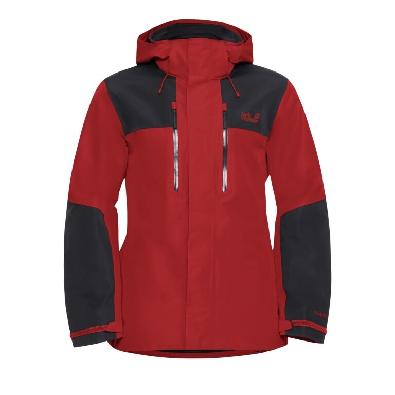 Jack Wolfskin Wanderjacke-/Regenjacke Jasper 2-Lagen (Wetterschutzjacke, wasserdicht, winddicht) rot/schwarz Herren