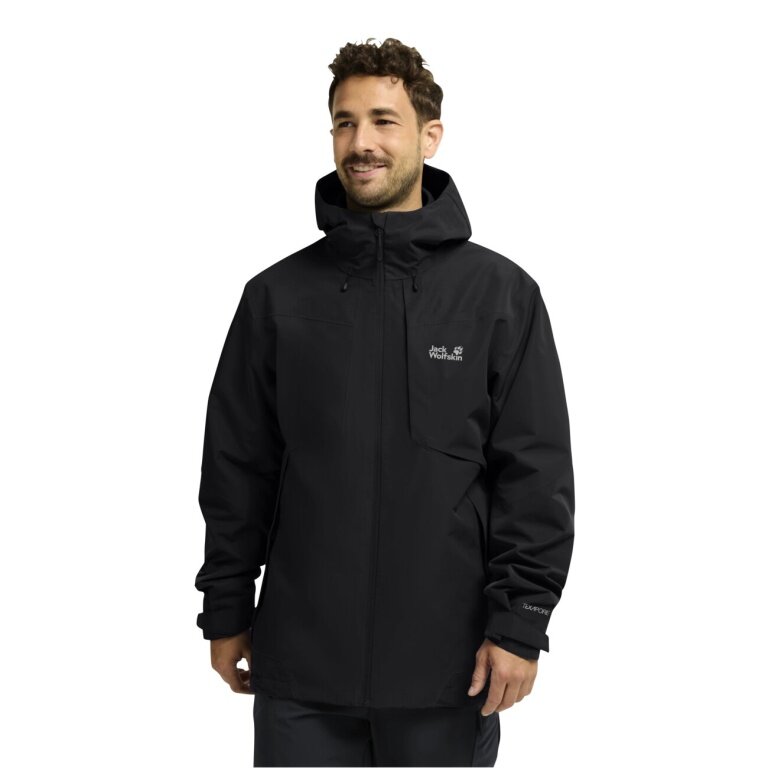 Jack Wolfskin Wanderjacke-/Regenjacke Flextrail 2-Lagen (wasserdicht, winddicht) schwarz Herren