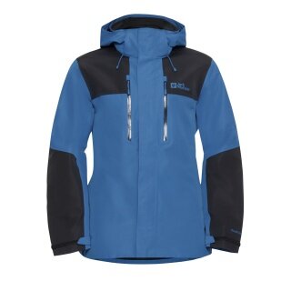 Jack Wolfskin Wanderjacke-/Regenjacke Jasper 2-Lagen (Wetterschutzjacke, wasserdicht, winddicht) blau/schwarz Herren
