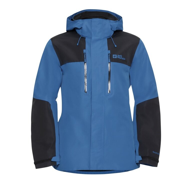 Jack Wolfskin Wanderjacke-/Regenjacke Jasper 2-Lagen (Wetterschutzjacke, wasserdicht, winddicht) blau/schwarz Herren