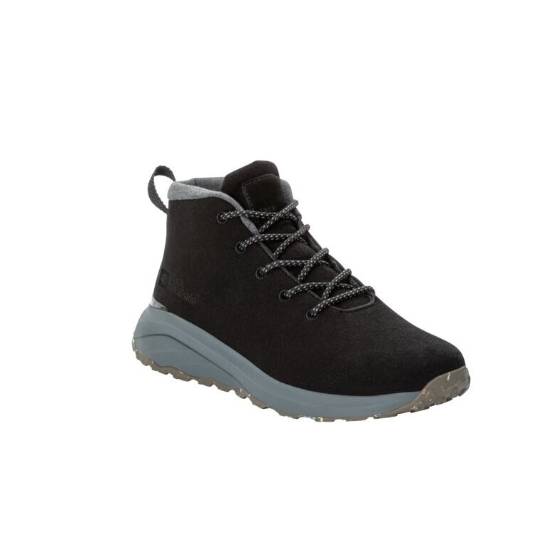Jack Wolfskin Wanderschuhe Campfire Mid Wool (Bio-Baumwolle, bequem, atmungsaktiv) phantomgrau Damen