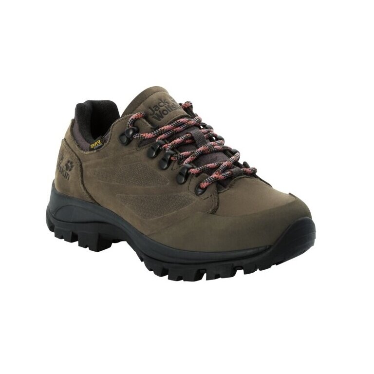 Jack Wolfskin Wanderschuhe Rebellion Texapore Low (Trekking, wasserdicht, 100% PFC-frei) braun/phantomgrau Damen