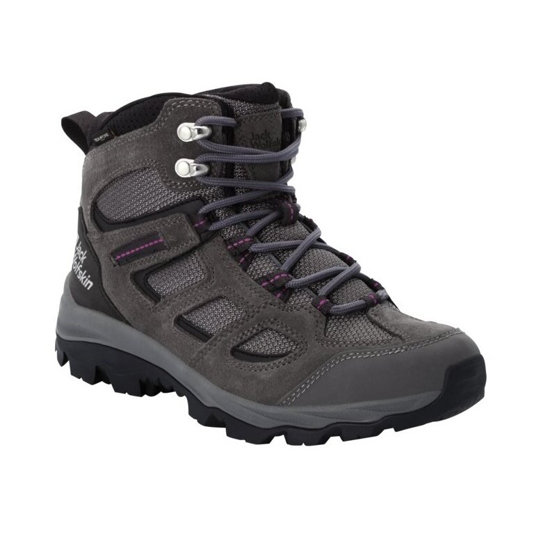 Jack Wolfskin Wanderschuhe Vojo 3 Texapore Mid (wasserdicht, atmungsaktiv) dunkelgrau/pink Damen