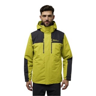 Jack Wolfskin Winterjacke Jasper 3in1 2025 (wasser-winddicht, atmungsaktiv, warm) gelb/schwarz Herren