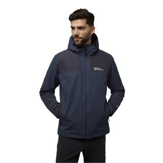 Jack Wolfskin Winterjacke Jasper 2025 (sehr wasser- und winddicht, atmungsaktiv) nachtblau/skyblau Herren