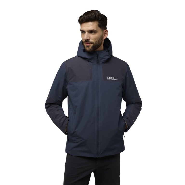 Jack Wolfskin Winterjacke Jasper 2025 (sehr wasser- und winddicht, atmungsaktiv) nachtblau/skyblau Herren