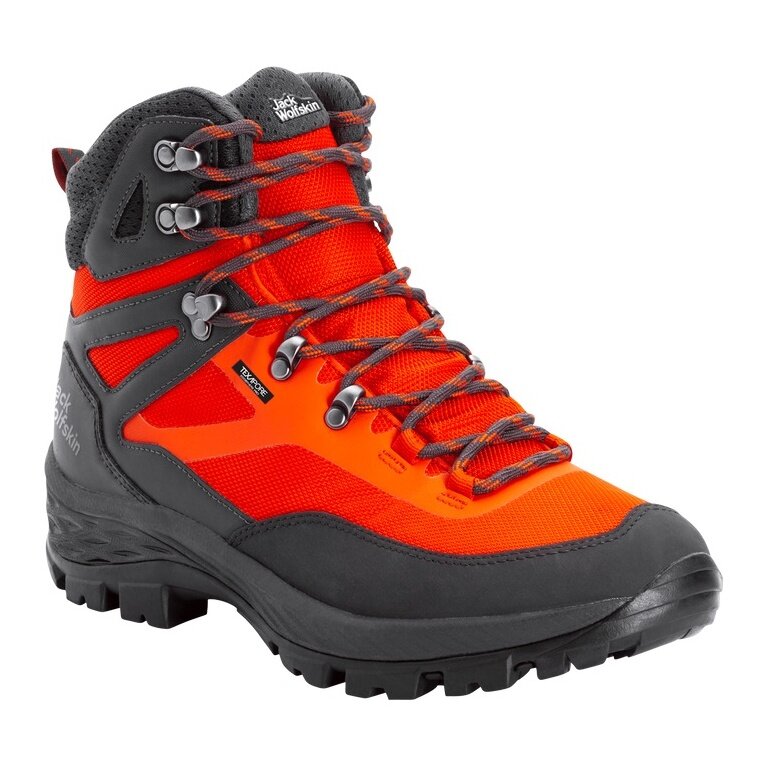 Jack Wolfskin Wanderschuhe Rebellion Guide Texapore Mid (Trekking, wasserdicht, 100% PFC-frei) orange/grau Herren