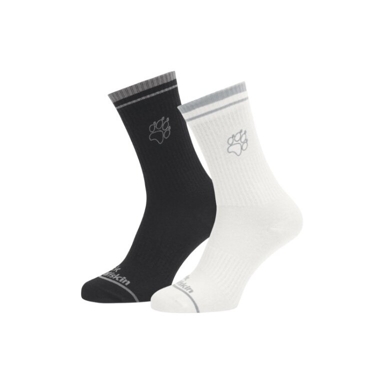 Jack Wolfskin Tagessocke Paw CL Crew (Merinowolle-Mischung, atmungsaktiv) mehrfarbig schwarz/weiss - 1 Paar