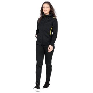 JAKO Freizeitanzug Challenge mit Kapuze (Jacke und Hose, sportiver Schnitt) schwarz/gelb Damen