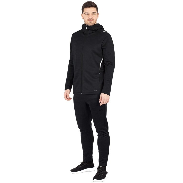 JAKO Freizeitanzug Challenge mit Kapuze (Jacke und Hose, sportiver Schnitt) schwarz/weiss Herren