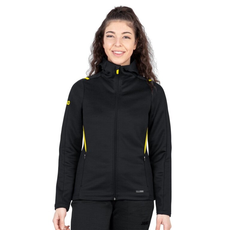 JAKO Freizeitjacke Challenge mit Kapuze (100% Polyester) schwarz/gelb Damen