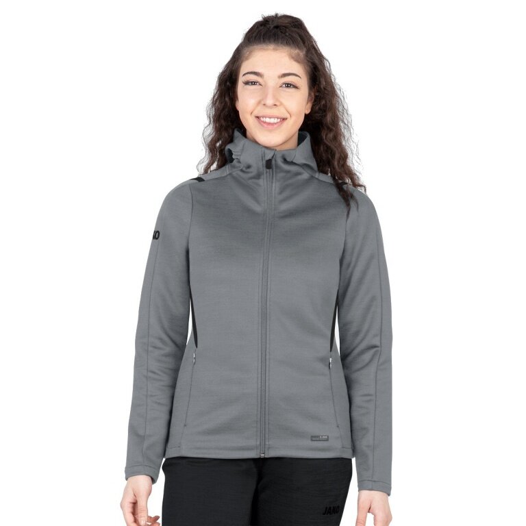 JAKO Freizeitjacke Challenge mit Kapuze (100% Polyester) dunkelgrau Damen
