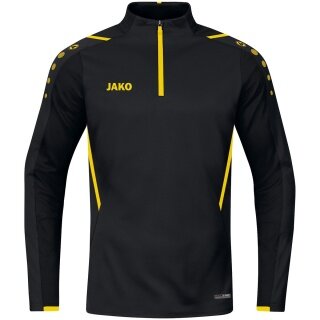 JAKO Langarmshirt Ziptop Challenge - Fleece-Innenseite, Zip-Reissverschluss - schwarz/gelb Jungen