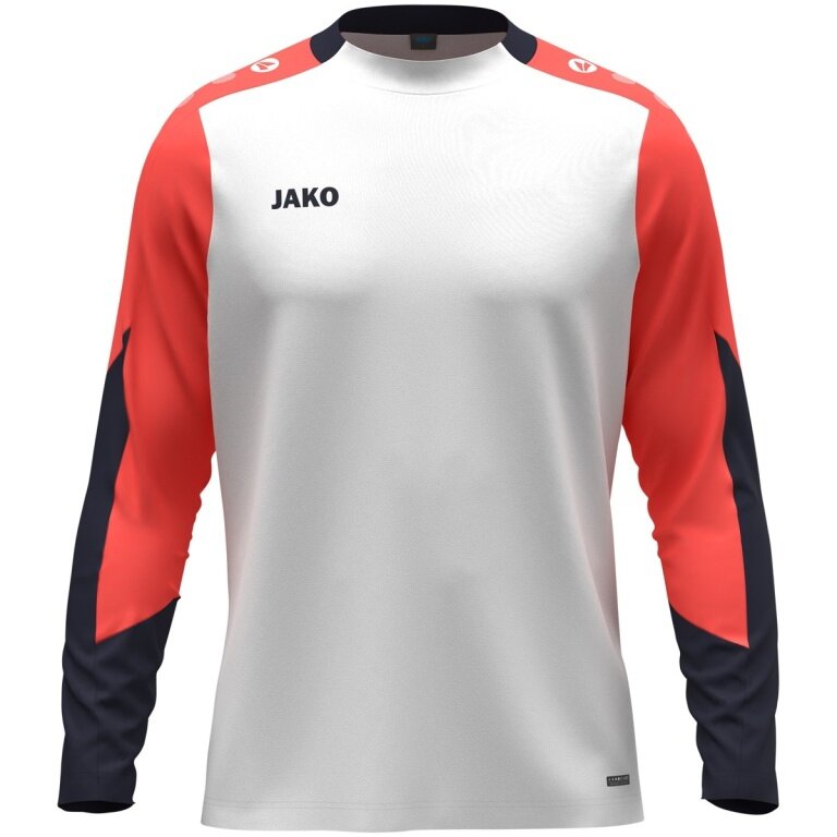 JAKO Sport-Langarmshirt Dynamic (Polyester-Eyelet) weiss/coralrot/marineblau Kinder