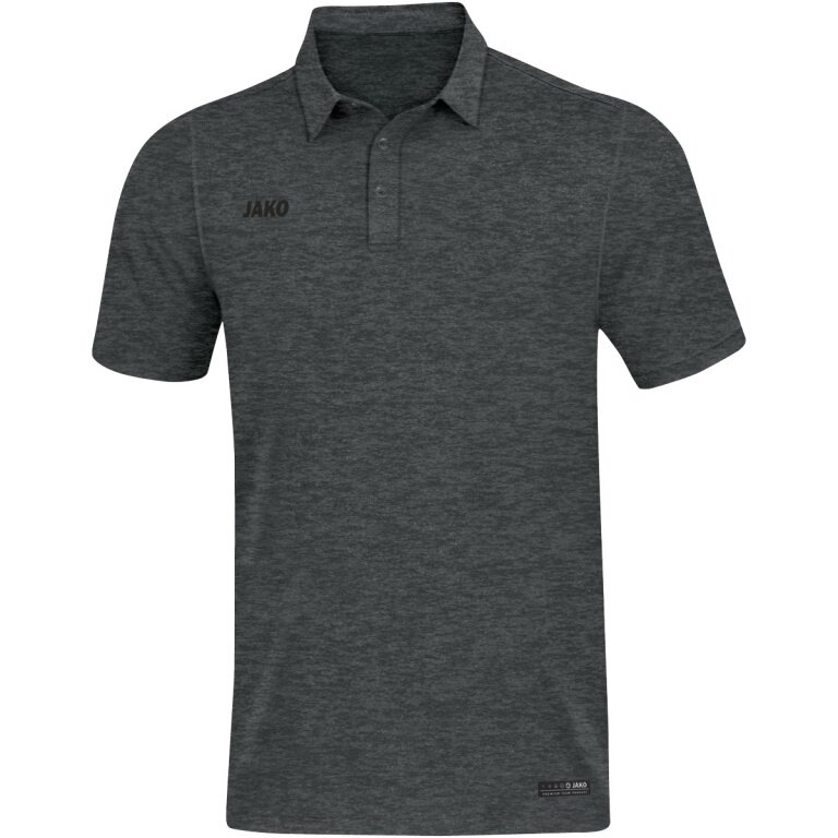 JAKO Sport/Freizeit Polo Premium Basics (Polyester-Stretch-Jersey) dunkelgrau meliert Herren