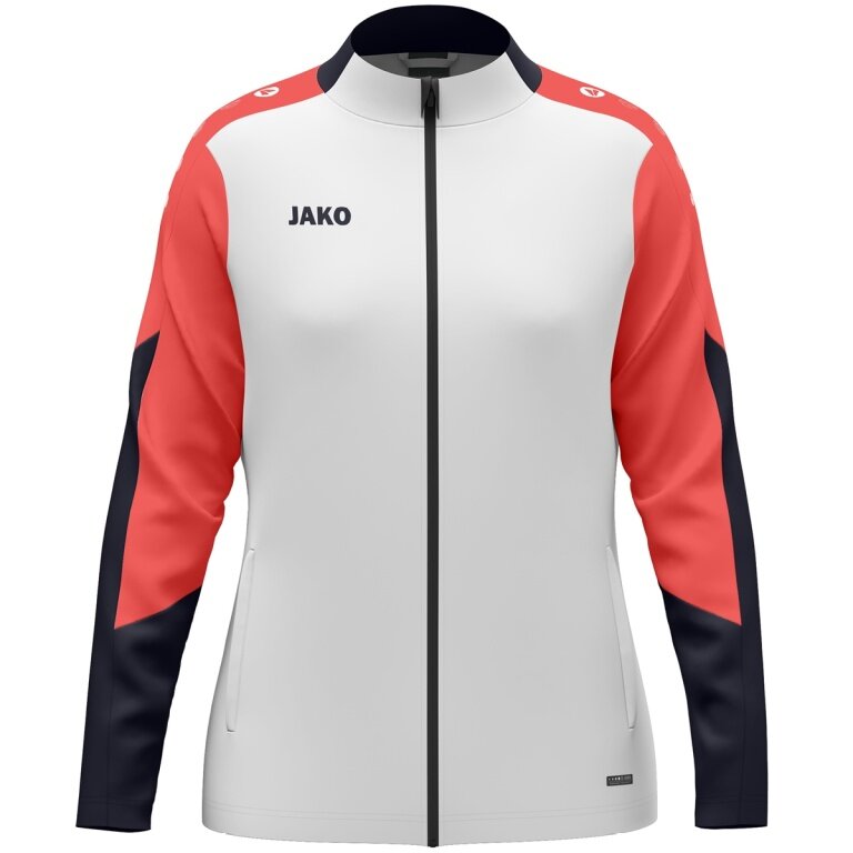 JAKO Polyesterjacke Dynamic (100% rec. Polyester) weiss/coralrot/marineblau Damen