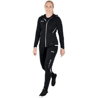 JAKO Trainingsanzug Challenge mit Kapuze (Jacke und Hose) schwarz/weiss Damen