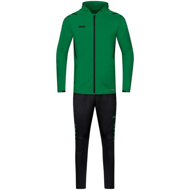 JAKO Trainingsanzug Challenge mit Kapuze (Jacke und Hose) grün/schwarz Jungen
