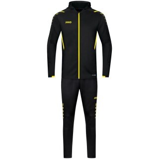 JAKO Trainingsanzug Challenge mit Kapuze (Jacke und Hose) schwarz/gelb Jungen