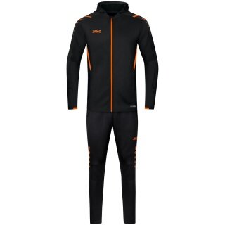 JAKO Trainingsanzug Challenge mit Kapuze (Jacke und Hose) schwarz/orange Jungen
