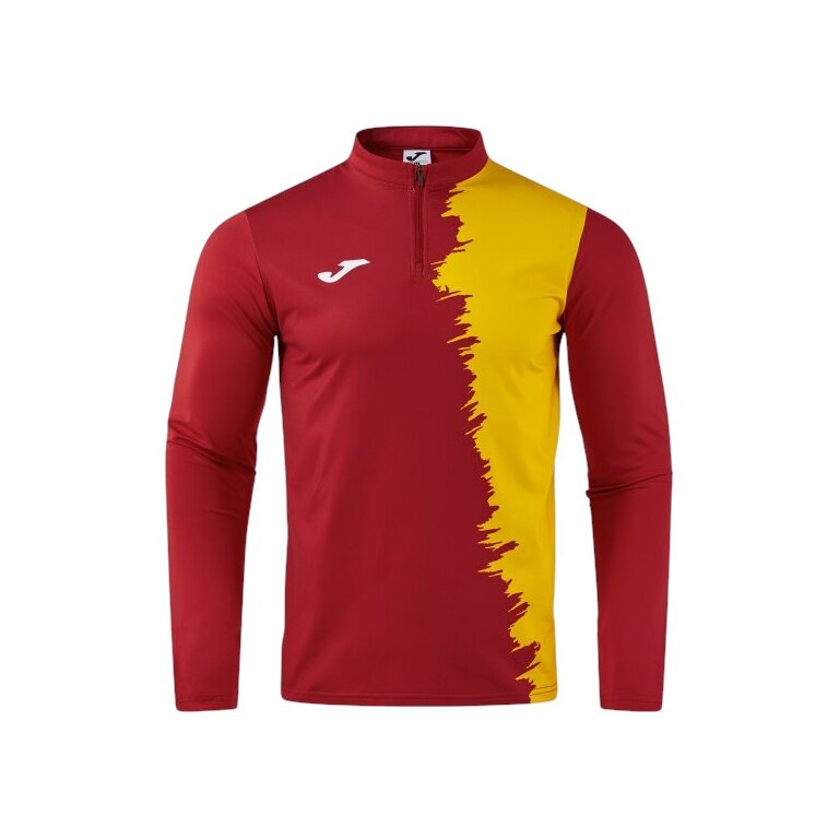 Joma Langarmshirt Picacho City Sweatshirt (1/4 Zip, strapazierfähig, bequeme Passform) rot/gelb Herren