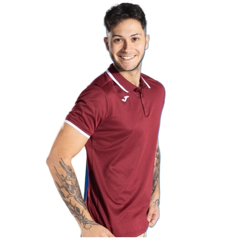 Joma Sport-Polo Combi Premium (komfortable Passform, atmungsaktiv) bordeauxrot/weiss Herren