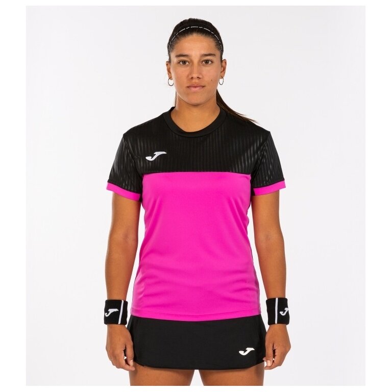Joma Tennis-Shirt Montreal (100% Polyester) rosa/schwarz Damen
