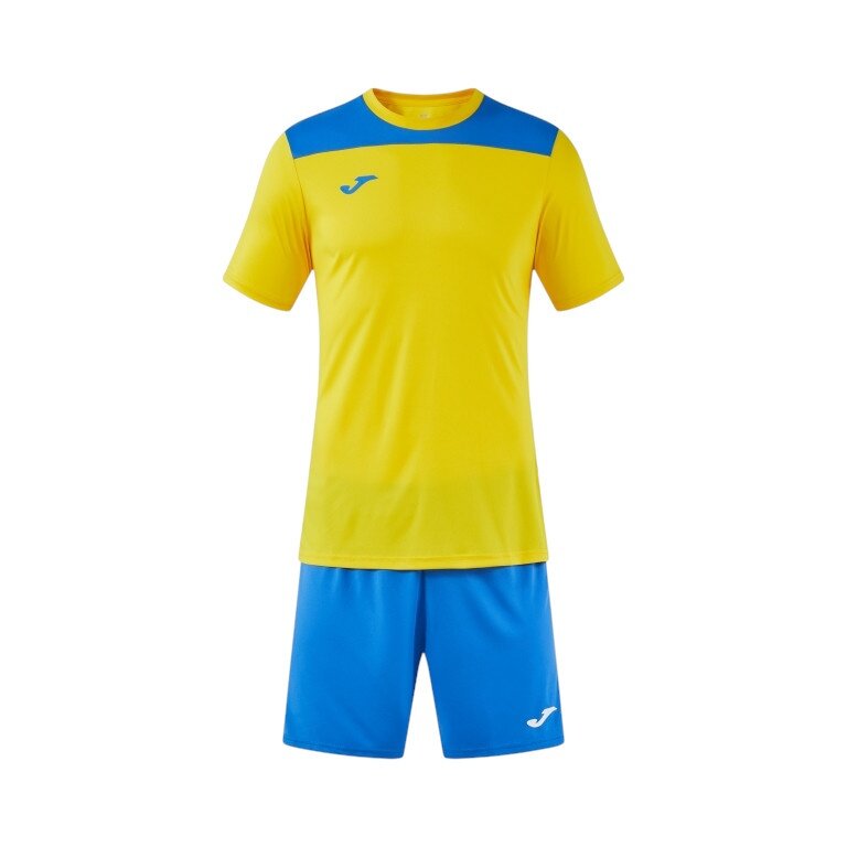 Joma Trainingsanzug (kurze Hose und kurzarm Shirt) Phoenix III Set gelb/royalblau Herren