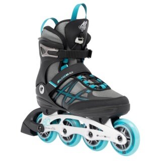 K2 Inline Skates Alexis 80 Alu (Rollen: 80mm/82A, Kugellager: ABEC 5) grau/cyanblau Damen