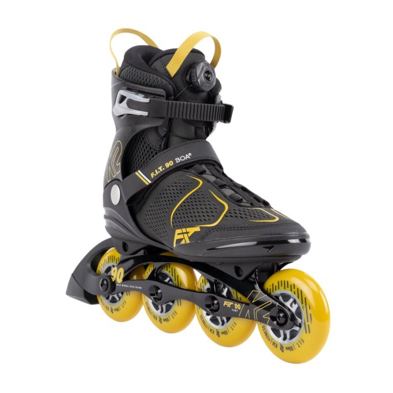 K2 Inline Skates F.I.T. 90 Boa (Rollen: 90mm/84A, Kugellager: ILQ 7) schwarz/gelb Herren