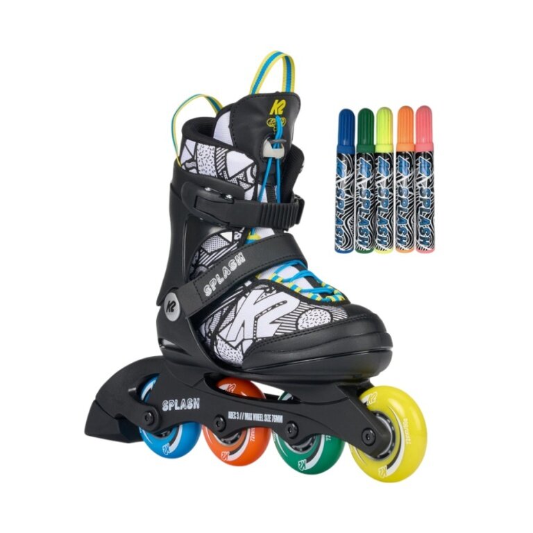 K2 Inline Skates Splash Multi (Rollen: 70/72mm/80A, Kugellager: ABEC: 3) grau/bunt Kinder