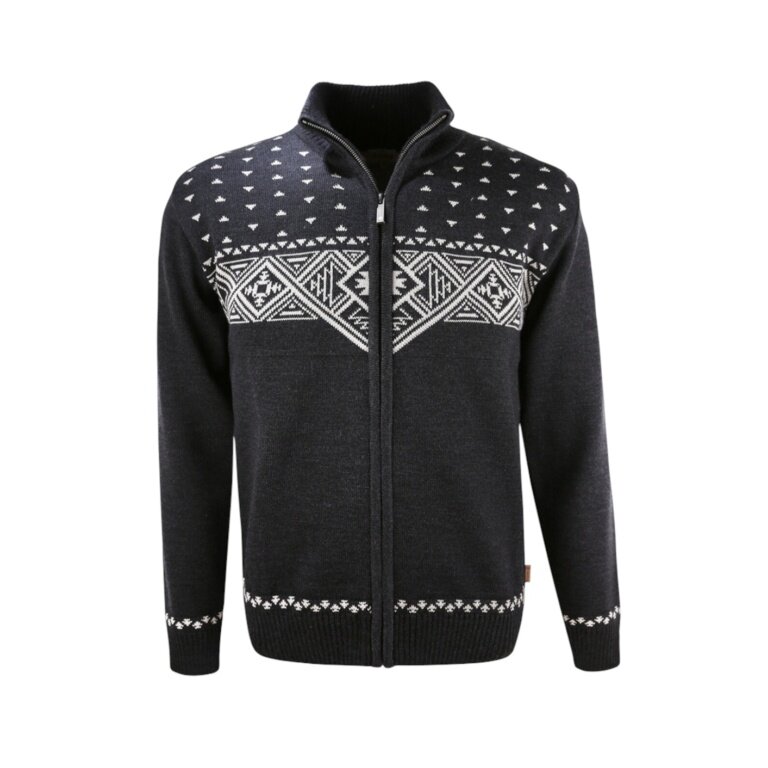 Kama Sweater Pullover 4065 Full Zip (Merinowolle) graphitgrau Herren