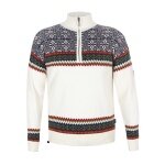 Kama Sweater Pullover 4097 Half Zip mit Nordischen Muster (Merinowolle, sehr warm) weiss Herren