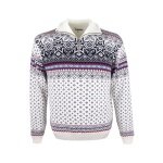 Kama Sweater Pullover 471 Half Zip mit Wintermotiv (Merinowolle-Mischung) weiss Herren