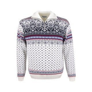Kama Sweater Pullover 471 Half Zip mit Wintermotiv (Merinowolle-Mischung) weiss Herren