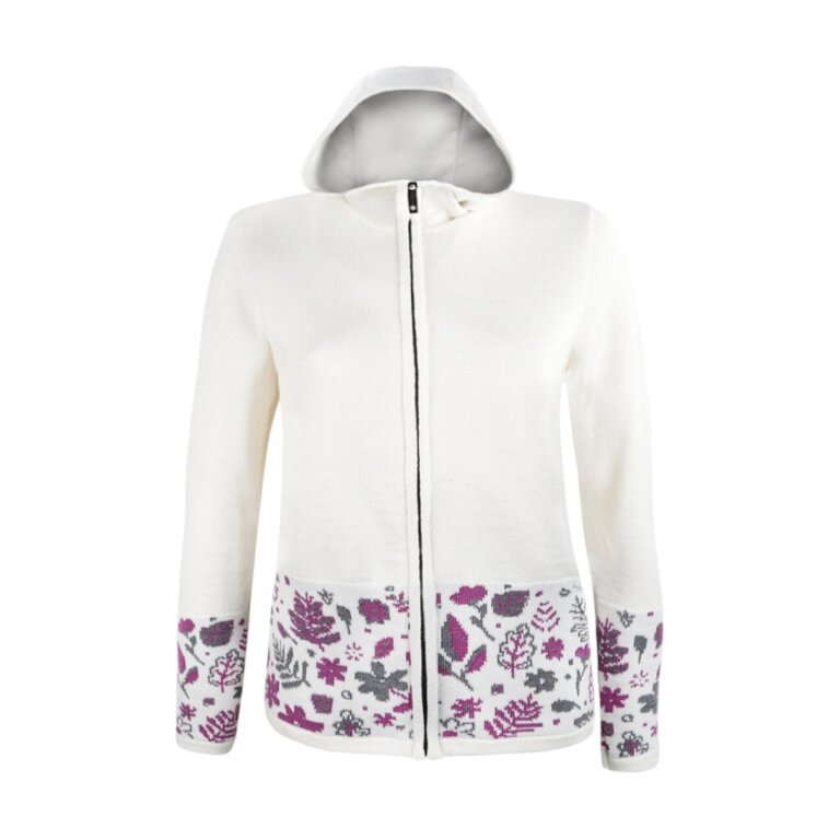 Kama Kapuzenpullover 5050 Full Zip (Merinowolle-Mischung, winddicht, atmungsaktiv) weiss Damen