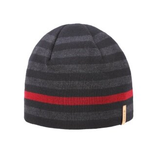 Kama Strickmütze (Beanie) A162 Merino - schwarz/grau/rot - 1 Stück
