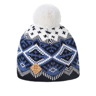 Kama Strickmütze (Bommel) A186 Kamakadze Merino - Damen navyblau/blau/weiss - 1 Stück