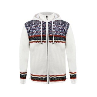 Kama Sweater Pullover 3097 Full Zip mit Nordischen Muster (Kapuze, winddicht) weiss Herren
