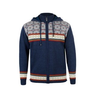 Kama Sweater Pullover 3097 Full Zip mit Nordischen Muster (Kapuze, winddicht) dunkelblau Herren