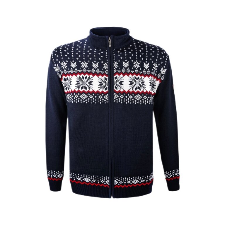 Kama Sweater Pullover 3054 Full Zip aus Merinowolle (Strickmaterial, winddicht) dunkelblau Herren