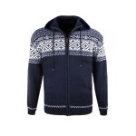 Kama Sweater Pullover 3064 Full Zip aus Merinowolle (mit Kapuze, winddicht) dunkelblau Herren