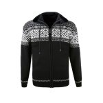 Kama Sweater Pullover 3064 Full Zip aus Merinowolle (mit Kapuze, winddicht) schwarz Herren