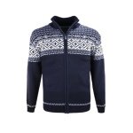 Kama Sweater Pullover 4064 Full Zip (Merinowolle-Mischung) dunkelblau Herren