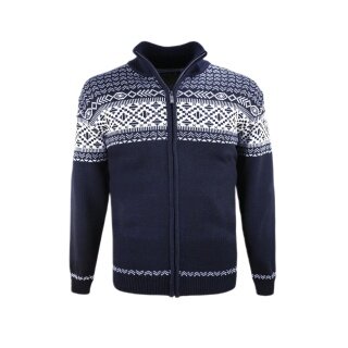 Kama Sweater Pullover 4064 Full Zip (Merinowolle-Mischung) dunkelblau Herren