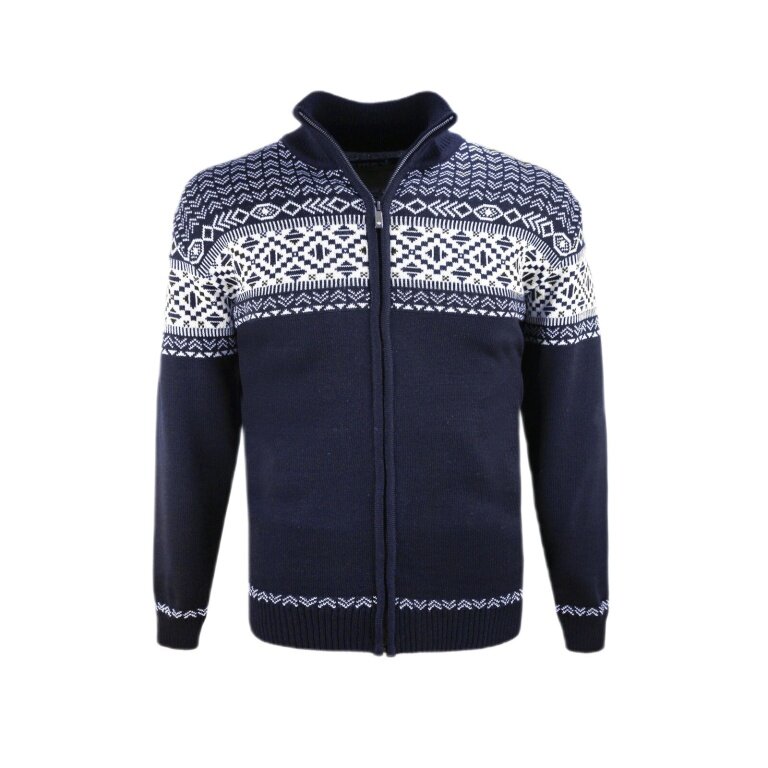 Kama Sweater Pullover 4064 Full Zip (Merinowolle-Mischung) dunkelblau Herren