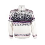 Kama Sweater Pullover 4071 Half Zip mit Nordischen Muster (Merinowolle-Mischung) weiss Herren