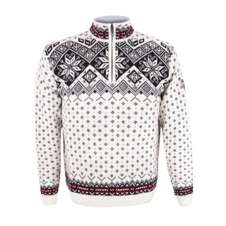 Kama Sweater Pullover 4082 Half Zip mit Nordischen Muster (Merinowolle) weiss Herren